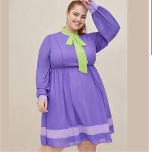TORRID Scooby Doo Daphne Chiffon Fit N Flare Dress Halloween COSTUME size 2X NWT